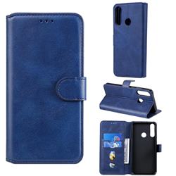 Retro Calf Matte Leather Wallet Phone Case for Huawei Y6p - Blue
