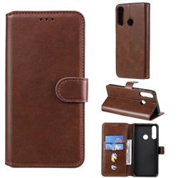 Retro Calf Matte Leather Wallet Phone Case for Huawei Y6p - Brown