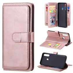 Multi-function Ten Card Slots and Photo Frame PU Leather Wallet Phone Case Cover for Huawei Y6p - Rose Gold