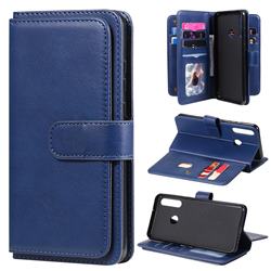 Multi-function Ten Card Slots and Photo Frame PU Leather Wallet Phone Case Cover for Huawei Y6p - Dark Blue