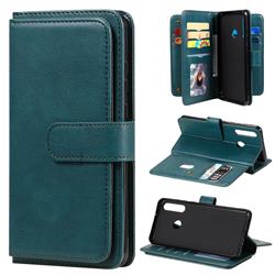 Multi-function Ten Card Slots and Photo Frame PU Leather Wallet Phone Case Cover for Huawei Y6p - Dark Green
