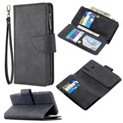 Binfen Color BF02 Sensory Buckle Zipper Multifunction Leather Phone Wallet for Huawei Y6p - Black
