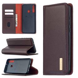Binfen Color BF06 Luxury Classic Genuine Leather Detachable Magnet Holster Cover for Huawei Y6p - Dark Brown