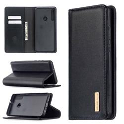 Binfen Color BF06 Luxury Classic Genuine Leather Detachable Magnet Holster Cover for Huawei Y6p - Black