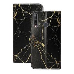 Black Gold Marble PU Leather Wallet Case for Huawei Y6p