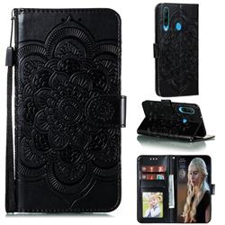 Intricate Embossing Datura Solar Leather Wallet Case for Huawei Y6p - Black