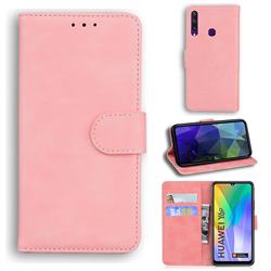 Retro Classic Skin Feel Leather Wallet Phone Case for Huawei Y6p - Pink