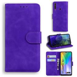 Retro Classic Skin Feel Leather Wallet Phone Case for Huawei Y6p - Purple