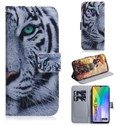 White Tiger PU Leather Wallet Case for Huawei Y6p