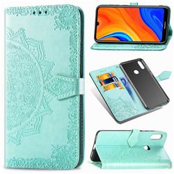 Embossing Imprint Mandala Flower Leather Wallet Case for Huawei Y6s (2019) - Green