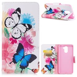 Vivid Flying Butterflies Leather Wallet Case for Huawei Y7(2017)