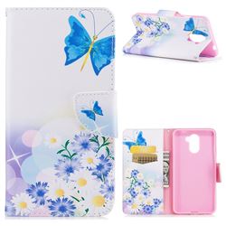 Butterflies Flowers Leather Wallet Case for Huawei Y7(2017)