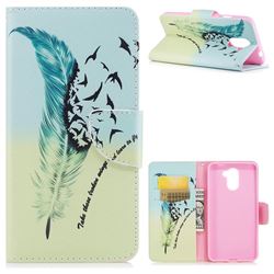 Feather Bird Leather Wallet Case for Huawei Y7(2017)