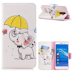 Umbrella Elephant Leather Wallet Case for Huawei Y7(2017)