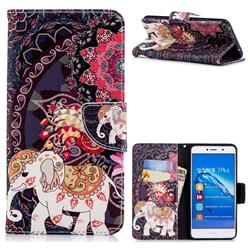 Totem Flower Elephant Leather Wallet Case for Huawei Y7(2017)