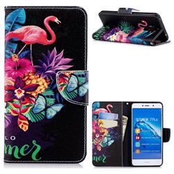 Flowers Flamingos Leather Wallet Case for Huawei Y7(2017)