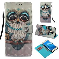 Sweet Gray Owl 3D Painted Leather Wallet Case for Huawei Y7(2017)