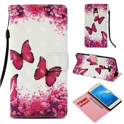 Rose Butterfly 3D Painted Leather Wallet Case for Huawei Y7(2017)
