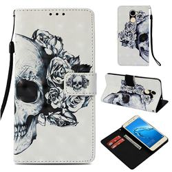 Skull Flower 3D Painted Leather Wallet Case for Huawei Y7(2017)