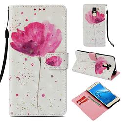 Watercolor 3D Painted Leather Wallet Case for Huawei Y7(2017)