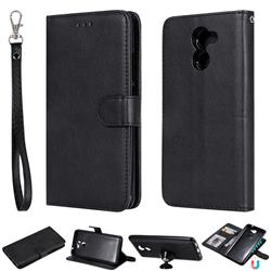 Retro Greek Detachable Magnetic PU Leather Wallet Phone Case for Huawei Y7(2017) - Black