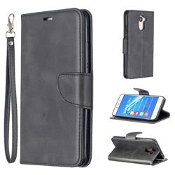 Classic Sheepskin PU Leather Phone Wallet Case for Huawei Y7(2017) - Black