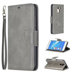 Classic Sheepskin PU Leather Phone Wallet Case for Huawei Y7(2017) - Gray