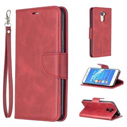 Classic Sheepskin PU Leather Phone Wallet Case for Huawei Y7(2017) - Red