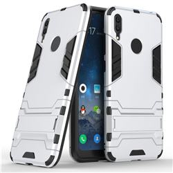 Armor Premium Tactical Grip Kickstand Shockproof Dual Layer Rugged Hard Cover for Huawei Y7(2019) / Y7 Prime(2019) / Y7 Pro(2019) - Silver