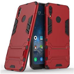 Armor Premium Tactical Grip Kickstand Shockproof Dual Layer Rugged Hard Cover for Huawei Y7(2019) / Y7 Prime(2019) / Y7 Pro(2019) - Wine Red
