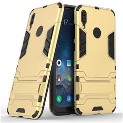 Armor Premium Tactical Grip Kickstand Shockproof Dual Layer Rugged Hard Cover for Huawei Y7(2019) / Y7 Prime(2019) / Y7 Pro(2019) - Golden