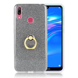Luxury Soft TPU Glitter Back Ring Cover with 360 Rotate Finger Holder Buckle for Huawei Y7(2019) / Y7 Prime(2019) / Y7 Pro(2019) - Black