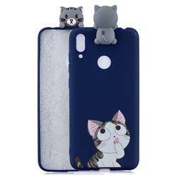 Big Face Cat Soft 3D Climbing Doll Soft Case for Huawei Y7(2019) / Y7 Prime(2019) / Y7 Pro(2019)
