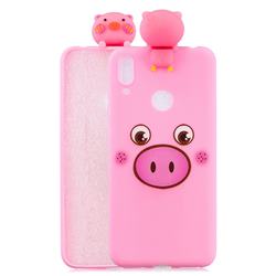 Small Pink Pig Soft 3D Climbing Doll Soft Case for Huawei Y7(2019) / Y7 Prime(2019) / Y7 Pro(2019)