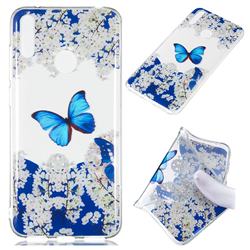 Blue Butterfly Flower Super Clear Soft TPU Back Cover for Huawei Y7(2019) / Y7 Prime(2019) / Y7 Pro(2019)