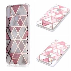 Pink Rhombus Galvanized Rose Gold Marble Phone Back Cover for Huawei Y7(2019) / Y7 Prime(2019) / Y7 Pro(2019)