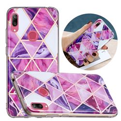 Purple Dream Triangle Painted Marble Electroplating Protective Case for Huawei Y7(2019) / Y7 Prime(2019) / Y7 Pro(2019)