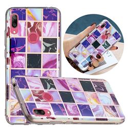 Square Puzzle Painted Marble Electroplating Protective Case for Huawei Y7(2019) / Y7 Prime(2019) / Y7 Pro(2019)