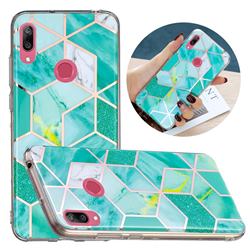 Green Glitter Painted Marble Electroplating Protective Case for Huawei Y7(2019) / Y7 Prime(2019) / Y7 Pro(2019)