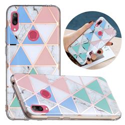 Fresh Triangle Painted Marble Electroplating Protective Case for Huawei Y7(2019) / Y7 Prime(2019) / Y7 Pro(2019)