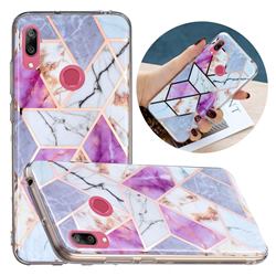 Purple and White Painted Marble Electroplating Protective Case for Huawei Y7(2019) / Y7 Prime(2019) / Y7 Pro(2019)