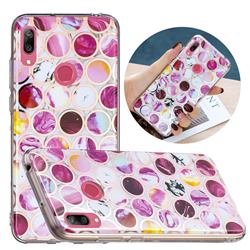 Round Puzzle Painted Marble Electroplating Protective Case for Huawei Y7(2019) / Y7 Prime(2019) / Y7 Pro(2019)