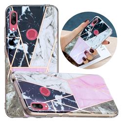 Pink and Black Painted Marble Electroplating Protective Case for Huawei Y7(2019) / Y7 Prime(2019) / Y7 Pro(2019)