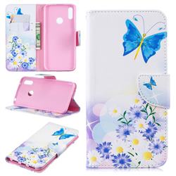 Butterflies Flowers Leather Wallet Case for Huawei Y7(2019) / Y7 Prime(2019) / Y7 Pro(2019)