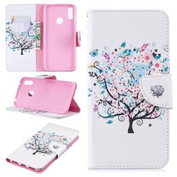 Colorful Tree Leather Wallet Case for Huawei Y7(2019) / Y7 Prime(2019) / Y7 Pro(2019)