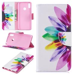 Seven-color Flowers Leather Wallet Case for Huawei Y7(2019) / Y7 Prime(2019) / Y7 Pro(2019)