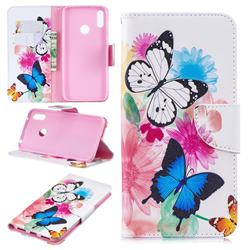 Vivid Flying Butterflies Leather Wallet Case for Huawei Y7(2019) / Y7 Prime(2019) / Y7 Pro(2019)