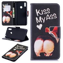 Lovely Pig Ass Leather Wallet Case for Huawei Y7(2019) / Y7 Prime(2019) / Y7 Pro(2019)
