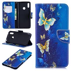 Golden Butterflies Leather Wallet Case for Huawei Y7(2019) / Y7 Prime(2019) / Y7 Pro(2019)