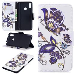 Butterflies and Flowers Leather Wallet Case for Huawei Y7(2019) / Y7 Prime(2019) / Y7 Pro(2019)